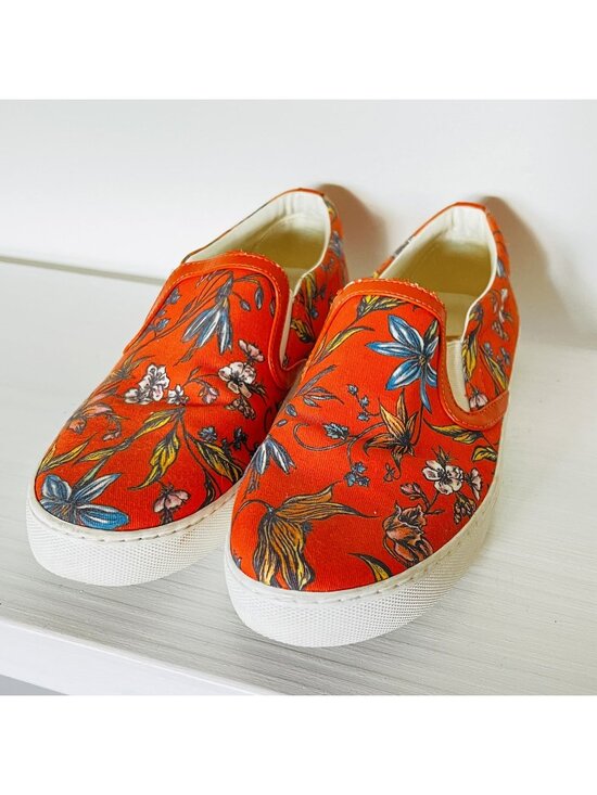 Sam Edelman Shoes - Sam Edelman Pixie Orange Floral Slip-On Sneakers Spring Summer Boho Chic Sz 8.5